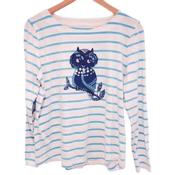 Talbots Tops - Talbots | Blue Stipe Owl Long Sleeve Shirt L